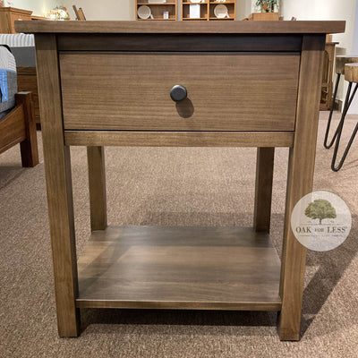 Clearance Farmhouse 1 Drawer Nightstand - front view - Oak For Less® Furniture