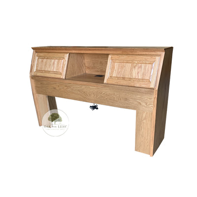 FD-3014T - Traditional Oak Bookcase Headboard - E/Cal King size - 3/4 view - Oak For Less® Furniture