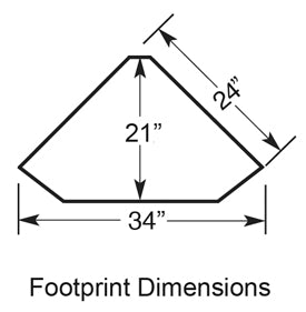 Footprint dimensions of 34 " wide x 21" deep x 24" from corner out along side - for HM-680-249 - Jamestown Corner Curio - Oak For Less® Furniture