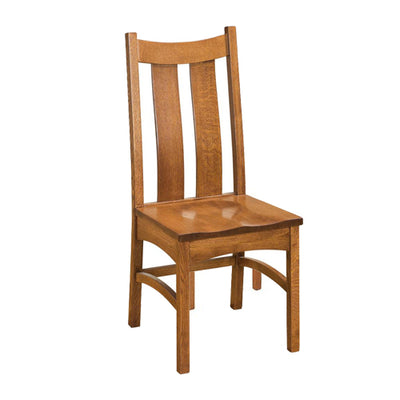 Amish made Classic Wood Seat Side Chair in Solid Quartersawn Oak - Oak For Less® Furniture