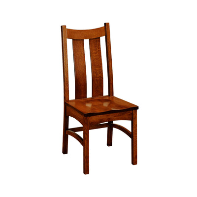 Amish made Classic Side Chair with Wood Seat in Solid Quartersawn Oak and Michael's Cherry finish - Oak For Less® Furniture