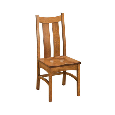 Amish made Classic Side Chair with Wood Seat in Solid Quartersawn Oak and Toffee finish - Oak For Less® Furniture