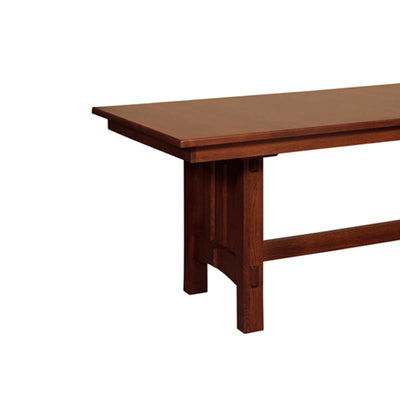 Amish made Mission Goshen Trestle Table in Solid Quartersawn Oak - corner detail - Oak For Less® Furniture