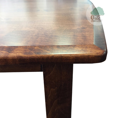 Amish made Hatfield Table in Solid Brown Maple - corner and edge detail - Oak For Less® Furniture