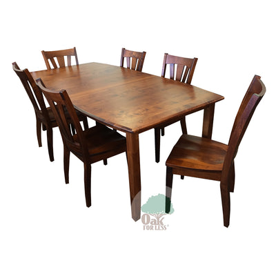 Amish made Hatfield Table and 6 Wood Seat Side Chairs in Solid Brown Maple - Oak For Less® Furniture