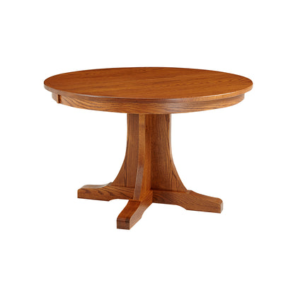 Amish made Old Mission Round Single Pedestal Table in Solid Oak - Oak For Less® Furniture