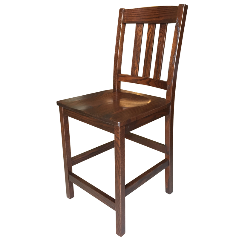 Amish made Old Mission 24" Barstool with Wood Seat in Solid Oak | Oak For Less® Furniture & Amish Furniture Creations ™