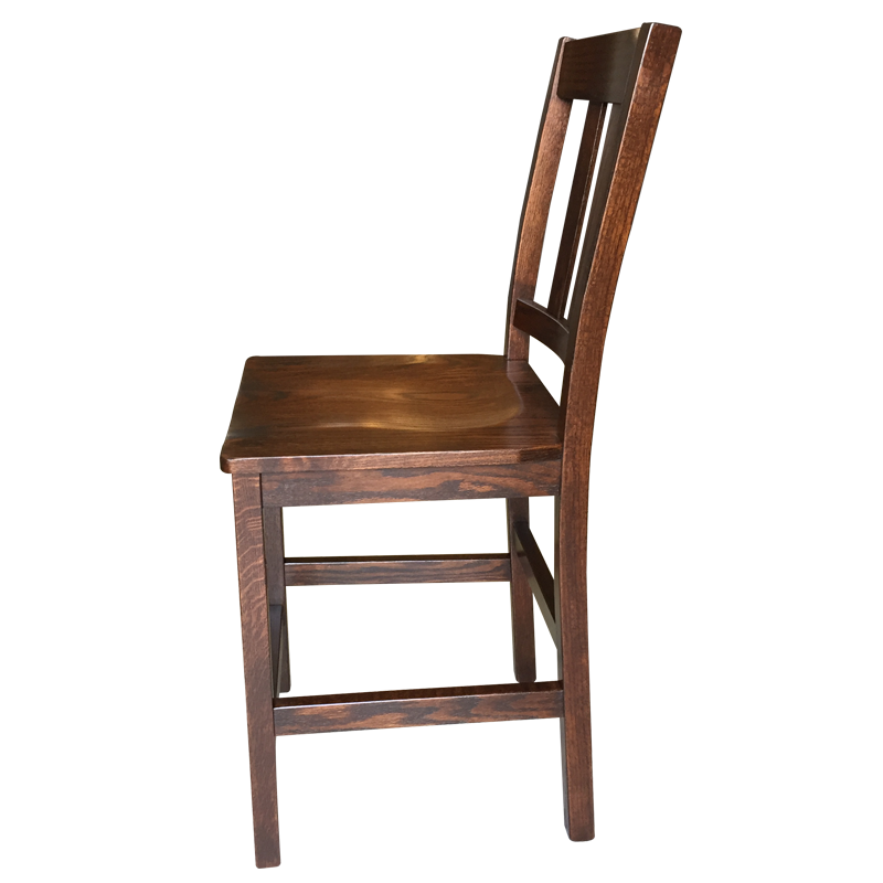 Amish made Old Mission 24" Barstool with Wood Seat in Solid Oak | Oak For Less® Furniture & Amish Furniture Creations ™