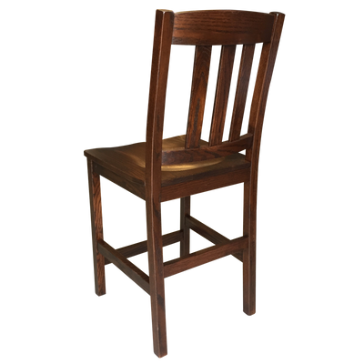 Amish made Old Mission 24" Barstool with Wood Seat in Solid Oak - back view | Oak For Less® Furniture & Amish Furniture Creations ™