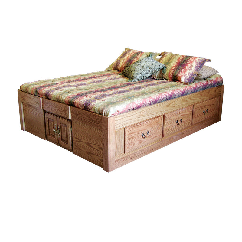 FD-3022T - Traditional Oak Pedestal Bed with 6 Drawers - King size - Oak For Less® Furniture