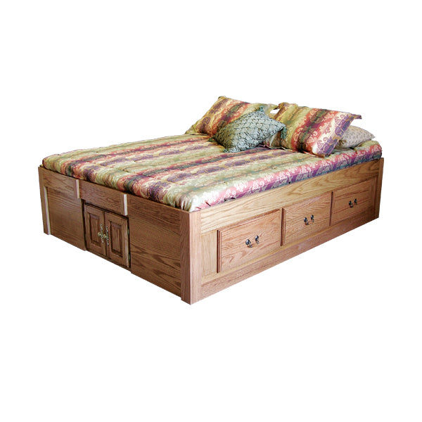 FD-3022T - Traditional Oak Pedestal Bed with 6 Drawers - King size - Oak For Less® Furniture