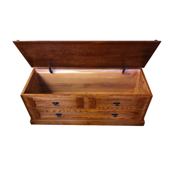 FD-3054M - Mission Oak Blanket Chest - top open - Oak For Less® Furniture