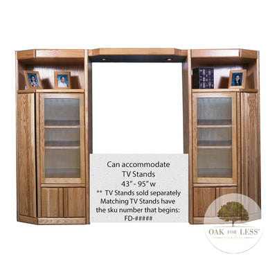 FD-4170 - Contemporary Oak 3 Piece Entertainment Wall Unit - can accommodate TV stands from 43" - 95" wide - tv stands sold separately - matching tv stands have the sku number that begins: FD-##### - Oak For Less® Furniture