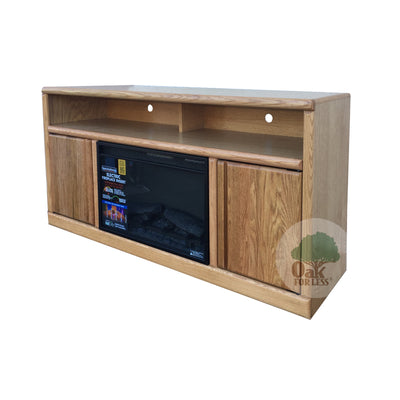 FD Contemporary Oak 60" Fireplace TV Stand 3/4 view - Oak For Less® Furniture