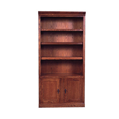 FD-6124D-M - Mission Oak Bookcase 36" w x 13" d x 72" h with Lower Doors - Oak For Less® Furniture