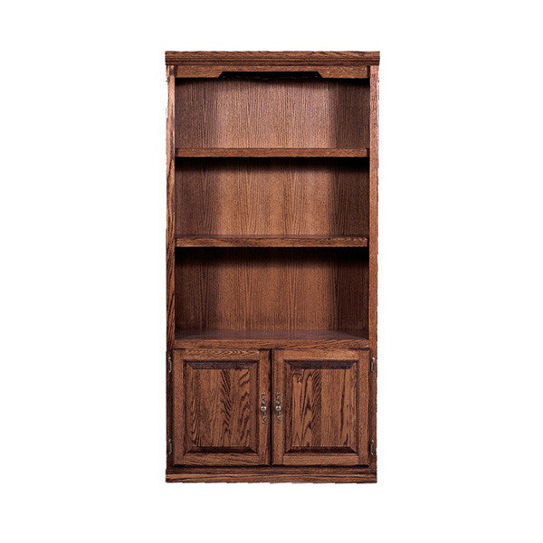 FD-6124D-T - Traditional Oak Bookcase 36" w x 13" d x 72" h with Lower Doors - Oak For Less® Furniture