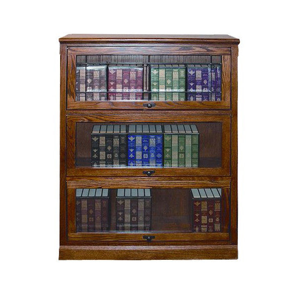 FD-6349M - Mission Oak Lawyers Bookcase with 3 Doors - 36" w x 13" d x 49" h - Oak For Less® Furniture