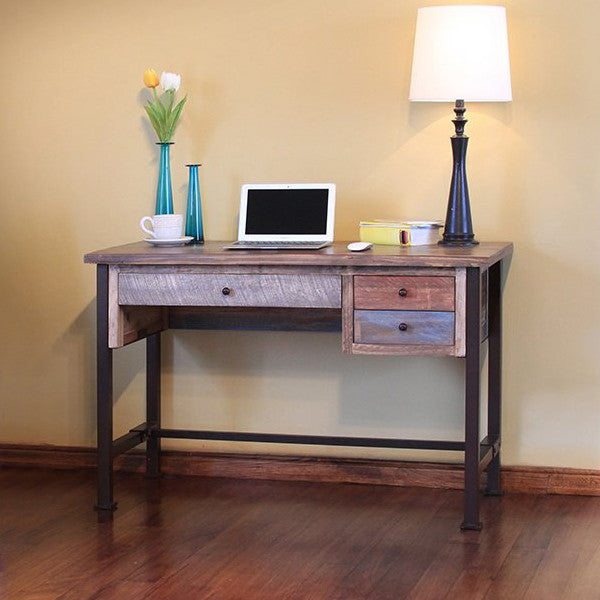 IFD-968DESK - Antique Collection 48" Writing Desk pictured in a room setting with a desk lamp and accessories - Oak For Less® Furniture