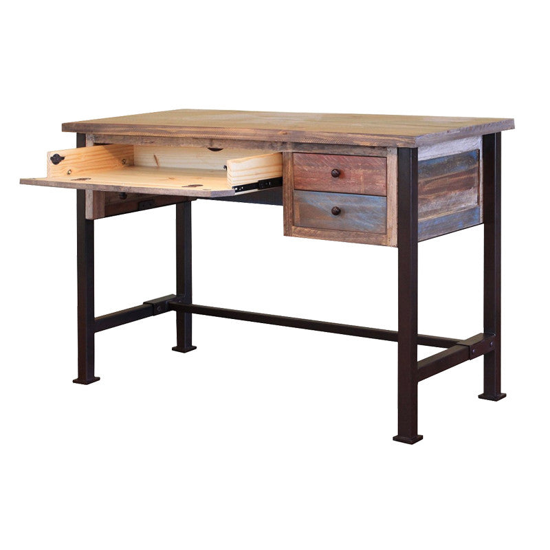 IFD-968DESK - Antique Collection 48" Writing Desk - drop-front drawer open - Oak For Less® Furniture