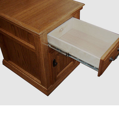 OD-O-T250 - Traditional Oak Fully Enclosed End Table - drawer open - Oak For Less® Furniture