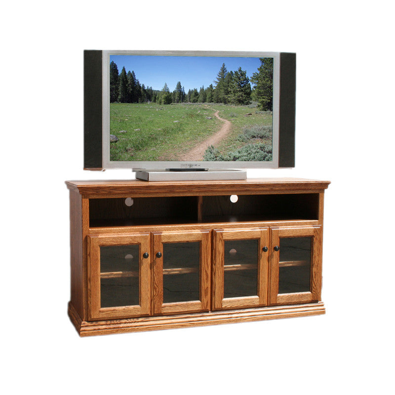 OD-O-T5430-16.75-CN4 - Traditional Oak 56" TV Stand pictured with a prop TV on it - Oak For Less® Furniture