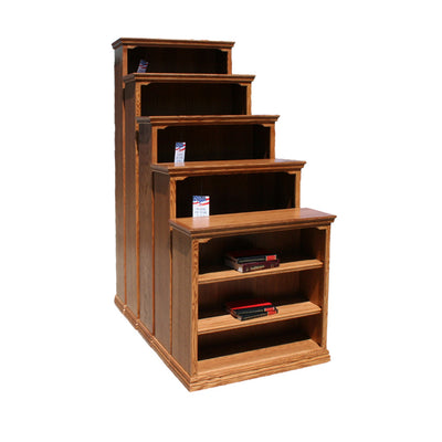 OD Traditional Oak Bookcases 24" wide in different heights in Medium finish - Oak For Less® Furniture