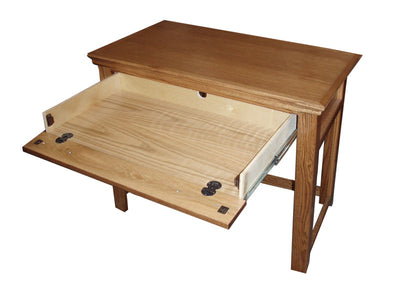 OD-O-T370 - Traditional Oak 36" Lap Top Writing Table Desk - drop-front drawer open - Oak For Less® Furniture