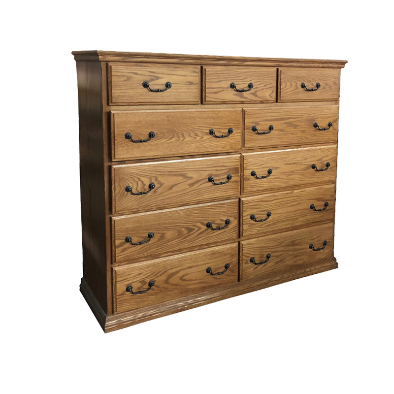 OD-O-T445 Traditional Oak 11 Drawer High Boy Dresser - Oak For Less® Furniture