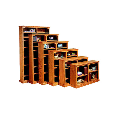 OD Traditional Oak Bookcases 36” wide in different heights in Medium finish - Oak For Less® Furniture