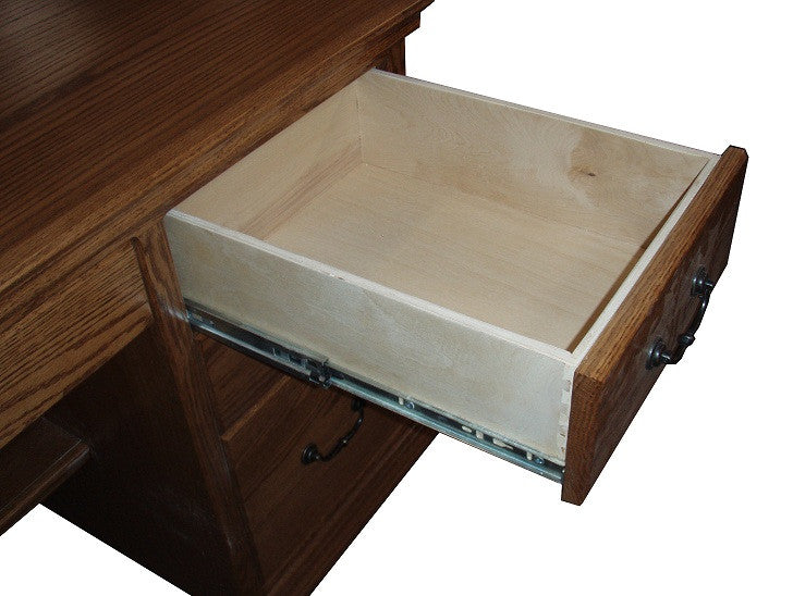 OD-O-T600 - Traditional Oak 45" Junior Desk - detail of top box drawer open - Oak For Less® Furniture