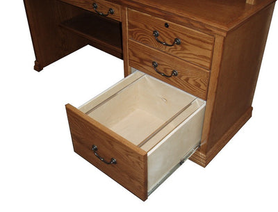 OD-O-T698 - Traditional Oak 57" Computer Desk with file drawer open - Oak For Less® Furniture