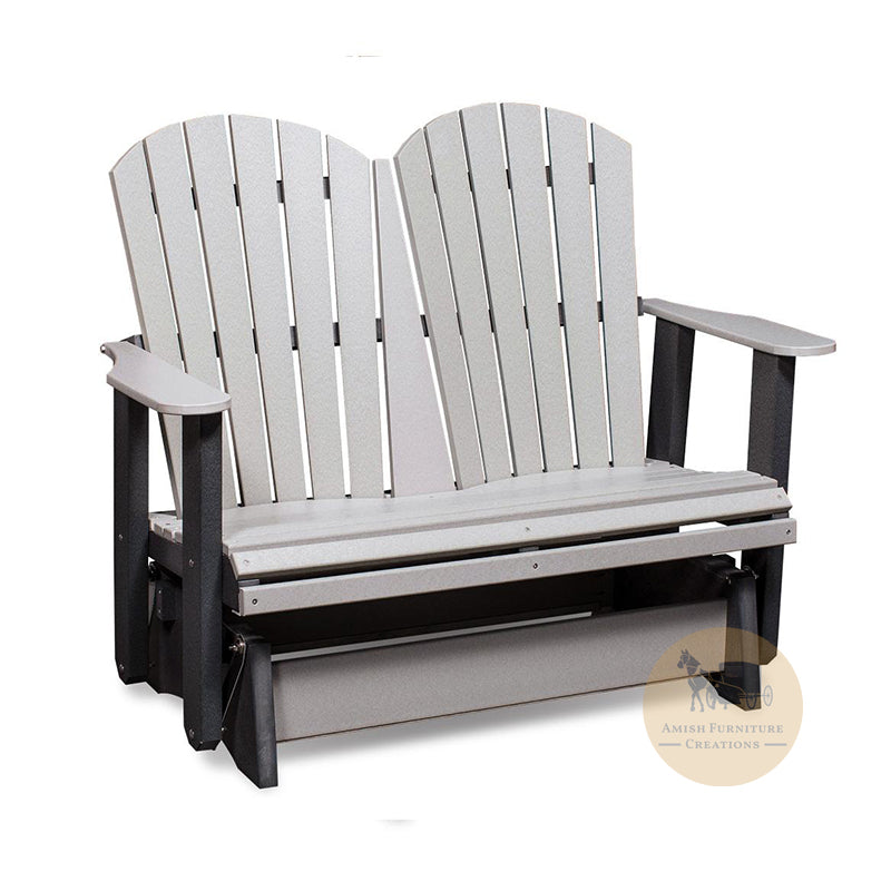 Amish made OKAW Outdoor Poly-Wood Double Glider - light gray and black - Oak For Less® Furniture / Amish Furniture Creations™