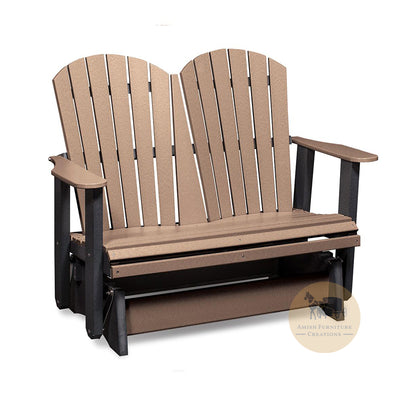 Amish made OKAW Outdoor Poly-Wood Double Glider - weathered wood and black - Oak For Less® Furniture / Amish Furniture Creations™