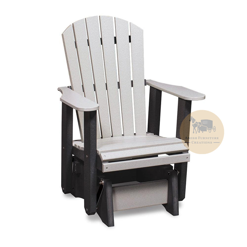 Amish made OKAW Outdoor Poly-Wood Single Glider - light gray and black - Oak For Less® Furniture / Amish Furniture Creations™