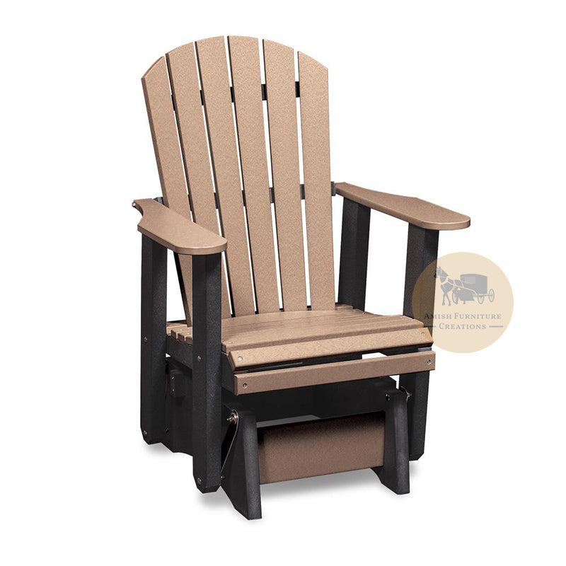 Amish made OKAW Outdoor Poly-Wood Single Glider - weathered wood and black - Oak For Less® Furniture / Amish Furniture Creations™