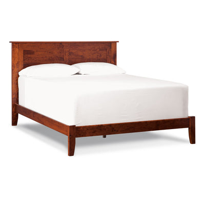 Amish made Shenandoah Bed with Panel Headboard and Wood Frame - pictured with a mattress and 2 pillows - Oak For Less® Furniture