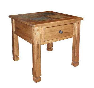 SD-3144RO-2 - 26" Sedona Rustic End Table with Slate Inlay Top - Oak For Less® Furniture