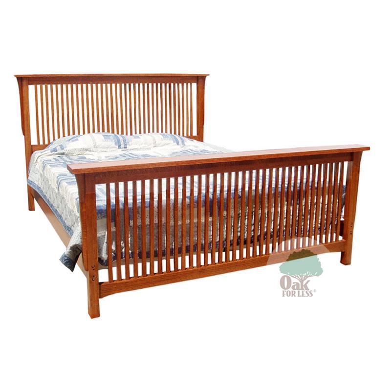 TM-3114 Mission Quarter Sawn Oak Spindle Bed with Spindle Footboard | Oak For Less® Furniture