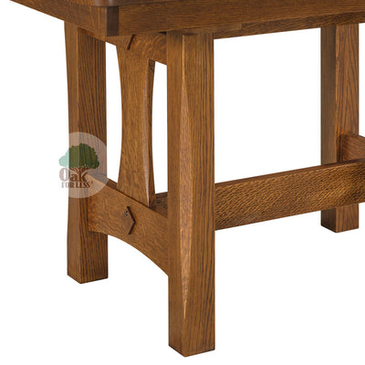 Amish made Sheridan Trestle Table in Solid Oak - base detail - Oak For Less® Furniture