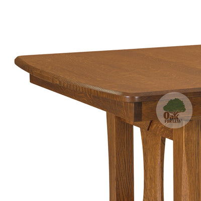 Amish made Sheridan Trestle Table in Solid Oak - top edge detail - Oak For Less® Furniture